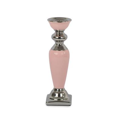 Подсвечник керамический розовый